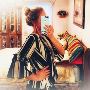 W5 Black and White Polyester Top